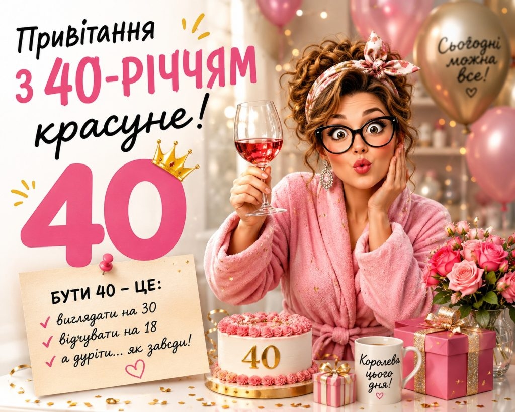 Прикольні привітання з 40 річчям своїми словами