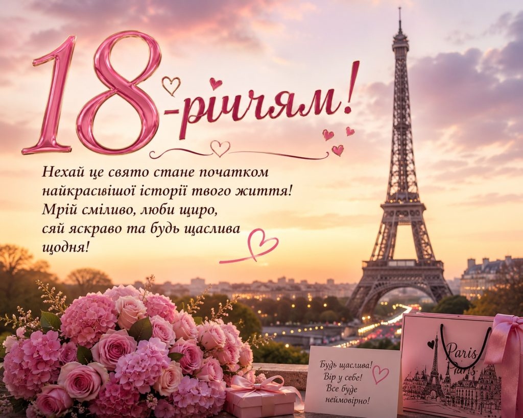 Привітання з 18 річчям дівчині