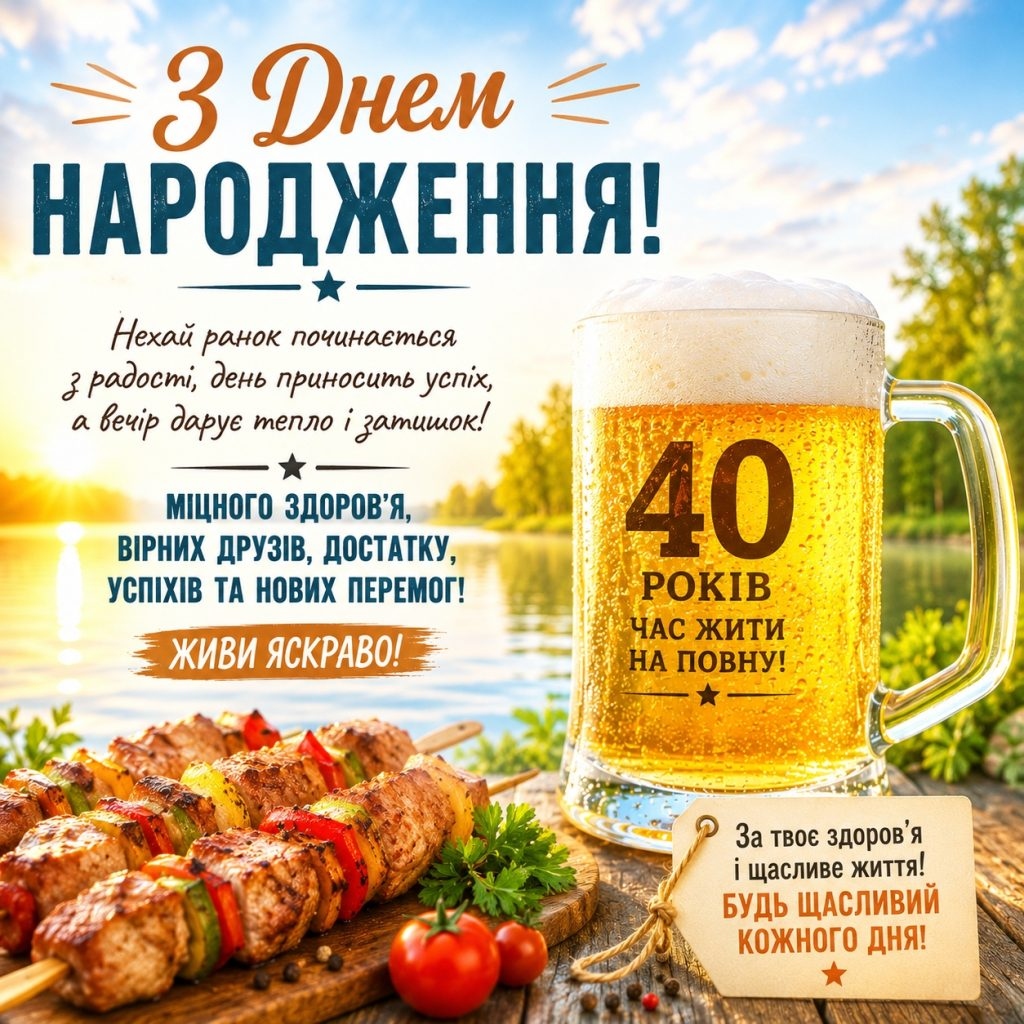 Привітання з 40 річчям своїми словами