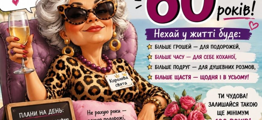 Привітання з 60 річчям жінці прикольні: мега-добірка гумористичних, драйвових та влучних побажань
