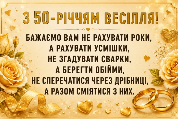 Привітання з золотим весіллям
