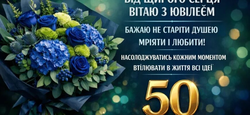 Привітання з 50 річчям своїми словами: велика колекція щирих, мудрих та урочистих побажань