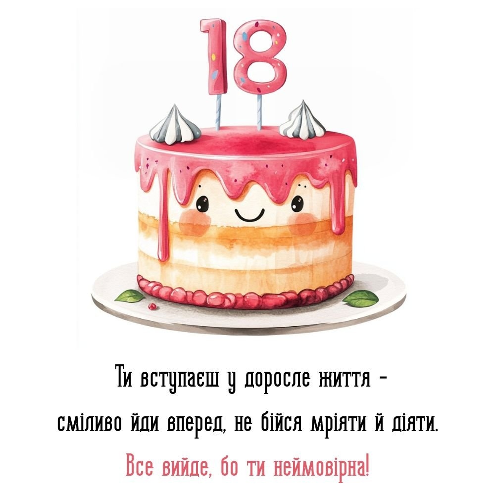 Привітання з 18 річчям дівчині