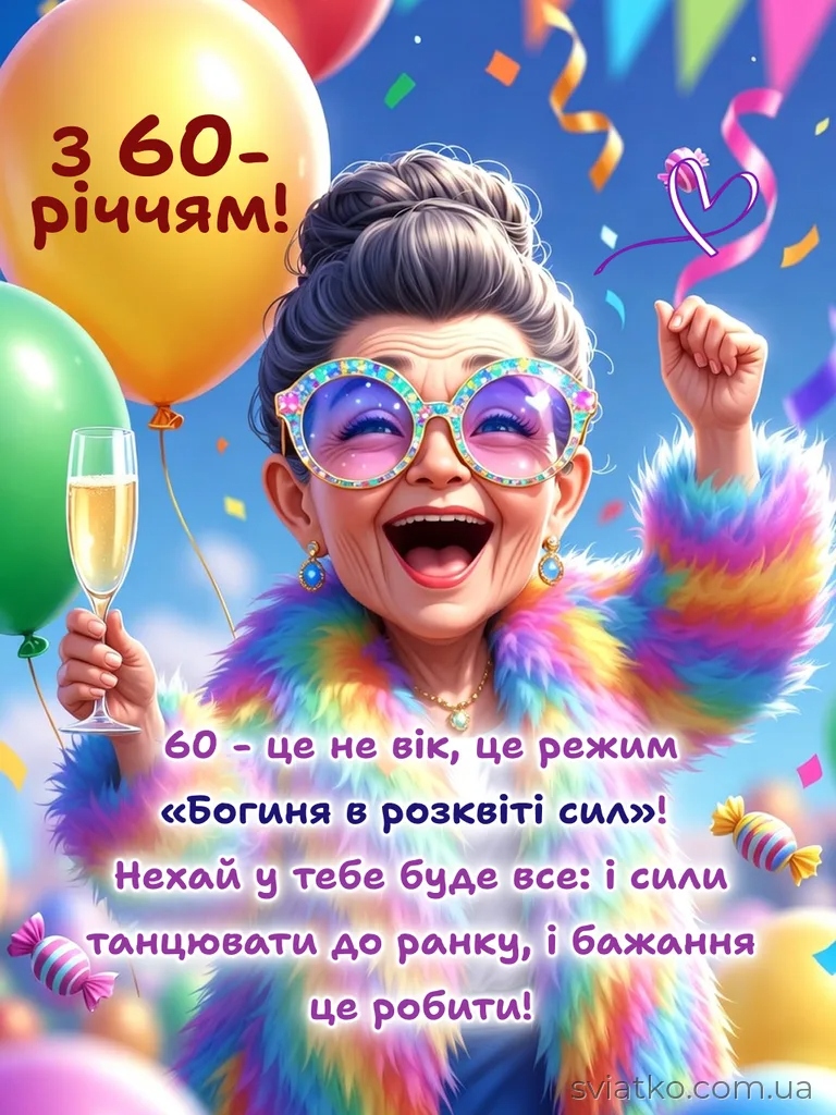Привітання з 60 річчям жінці прикольні